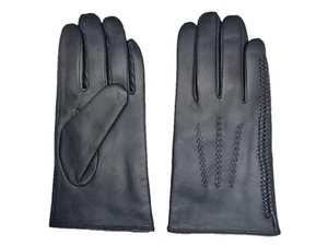 Men's SHEEPSKIN leather Braided winter gloves w/ Cashmere lining (#101) - Picture 1 of 9