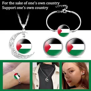 Palästina Flagge Schmuck Set Anhänger Armband Ohrringe Ringe Unisex Palästinenser - Bild 1 von 12