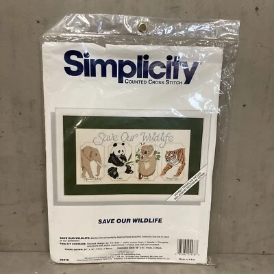 Kit de punto de cruz contado Simplicity 05578 Save Our Wildlife Elephant Panda Koala Foto 1 de 4