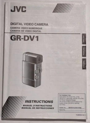 JVC GR-DV1 Camcorder Instruction Manual - Image 1 of 2