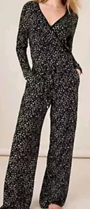 Monsoon Carter Jersey Print Jumpsuit Black Bnwt Uk Large 16-18 - Picture 1 of 5