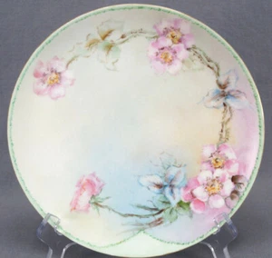 Haviland Limoges Hand Painted Signed Pink Wild Rose 8 3/4 Inch Plate 1893-1930 - Picture 1 of 9