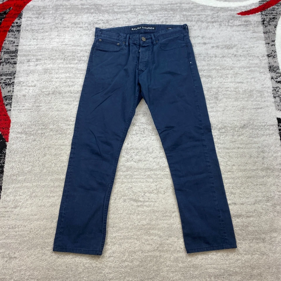 Pantalón Ralph Lauren Etiqueta Negra Para Hombres 32 Azul Golfista Chino 32x30 Botón Preparación Hombres Foto 1 de 4