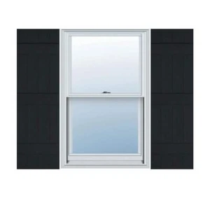 Ekena Millwork Joined Board/Batten Shutters Pair 14" x 59" Paintable Vinyl Black - Picture 1 of 10