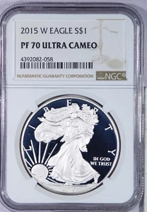 2015-W American Silver Eagle ASE $1 NGC PF70 PR70 ULTRA CAMEO DCAM - Picture 1 of 4