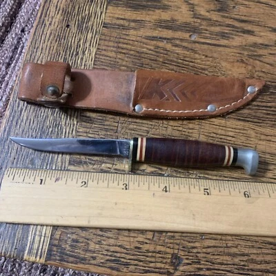 Vintage KA-BAR 1224 TROUT Fixed Blade with sheath  HTF Super Nice USA - Image 1 of 4