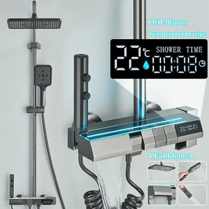 LCD Display Duschsystem Duscharmatur Regendusche Mischbatterie Handbrause Dusche - Bild 1 von 17