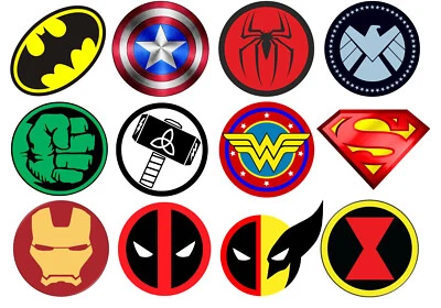 24 Superhero Theme Edible Wafer Cup Cake Toppers Various Designs