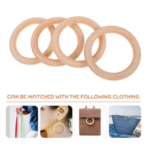 4Pcs Wood Circles Cutout Unfinished Wood Circles Wooden Circle Rings - Picture 1 of 12