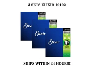 *3 SETS ELIXIR 19102 OPTIWEB COATED ELECTRIC GUITAR STRINGS LIGHT - 11-49* - Picture 1 of 2