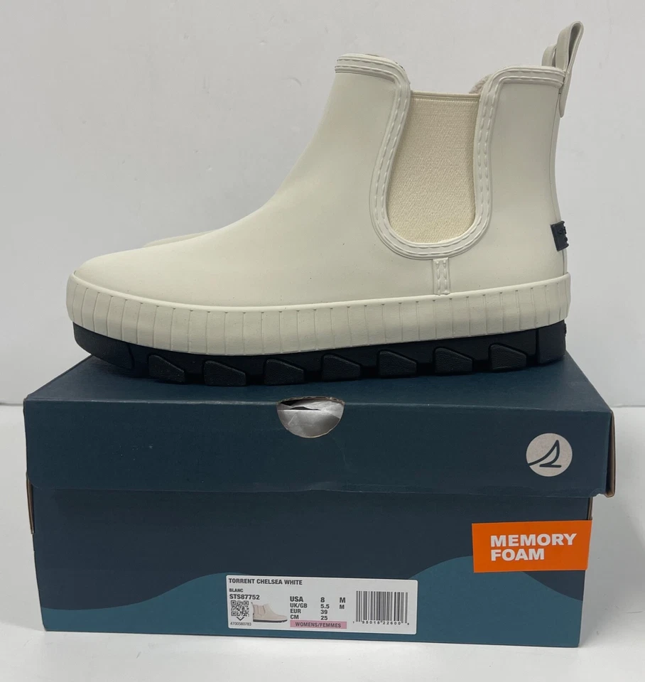 Sperry Women's Torrent Chelsea Boot STS87752 White SIZE 8