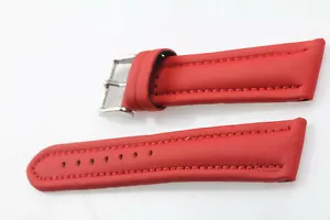 Echt Leder Uhrenarmband 20mm Uhrband Rot Sportlich Kalbsleder Edelstahlschliesse - Bild 1 von 9