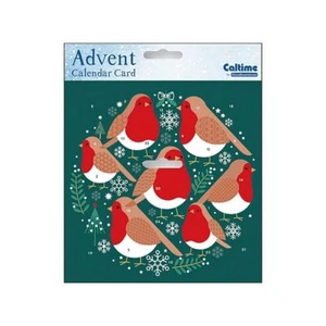 Robins Advent Calendar Card 160 x 160 mm Caltime with envelope - Picture 1 of 1