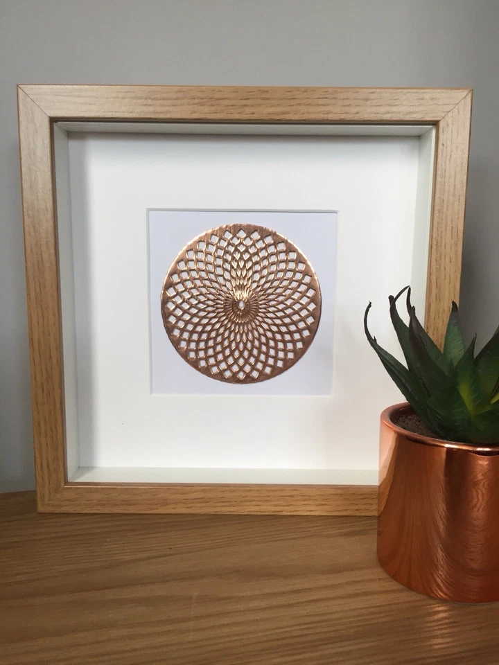 Marco de caja cobre bronce patrón geométrico imagen 3D colgante de pared arte decoración regalo Foto 1 de 3