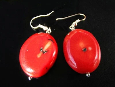 Orecchini In Corallo Argento 925 Con Ganci - Immagine 1 di 2
