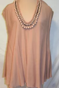 Stella McCartney Dusty Pink Cotton/Silk Gauzy Swing Top Crystal & Beaded Neck-42 - Picture 1 of 10