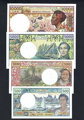 FRENCH PACIFIC TERRITORIES VERY RARE 10000 FRANCS 1985 P4a 5000 Fr. 1992 P3a P2g - Image 1 of 4