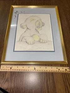 Framed Signed Lion King Simba Drawing - Baby Boy’s Nursery Art - Picture 1 of 5