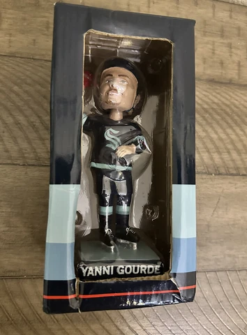 Seattle Kraken Yanni Gourde Bobblehead NIB from 11/23/22 VS San Jose Sharks Cover