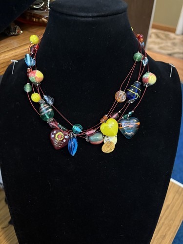 VETEMENTS collana vintage Y2Kmurano perle di vetro su filo