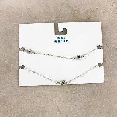 Colar em camadas Urban Outfitters prata strass olho mau novo com etiquetas  - Imagem 1 de 3