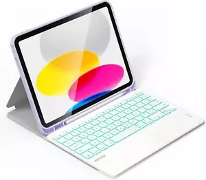 VOPOTEK iPad 10th Generation 2022 Keyboard Case, with Backlit Keys, Wireless - - Picture 1 of 7