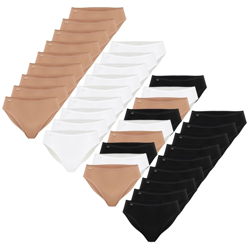 SLOGGI Damen Tai Slip 24/7 Cotton Unterhose Picotspitze Baumwoll-Stretch 9 Stück - Bild 1 von 1