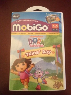 NEW! Vtech MobiGo Touch Learning Game Nickelodeon Dora the Explorer Twins Day - Image 1 of 4