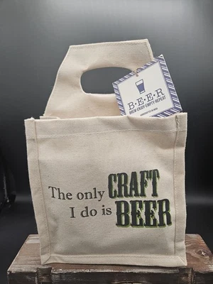 "The Only Craft I Do Is Beer" Beer Caddy Carrier Six-Pack Tote Bag Canvas - Image 1 of 3