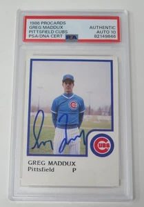 Greg Maddux CUBS Signed 1986 Pittsfield Pro Cards Minor Rookie Card PSA 10 Auto - Picture 1 of 4