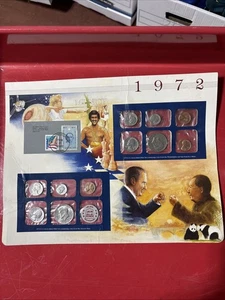 Conjunto de monedas y estampillas de la sociedad conmemorativa postal 1972 P/D sin circular - Imagen 1 de 4