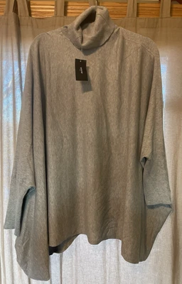 ALFANI r Gray Tunic/Poncho Turtle Neck Long Dolman Sleeve 2X- Accent Buttons NWT - Image 1 of 4