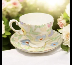 Tuscan Bone china teacup and saucer set with floral pattern Made In England - Picture 1 of 5