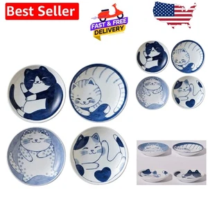 Elegante Porzellan Katze Teller - 4 Stück Sushi und Vorspeisen Set, Made in Japan - Bild 1 von 7