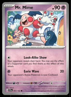 Mr. Mime 063/162 Common Normal NM Pokemon SV05: Temporal Forces - Image 1 of 2