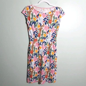 Vestido Lápiz Boden Talla 8, Novedad Pájaro Floral Algodón Tejido Preppy Bolsillos de Carrera - Imagen 1 de 10