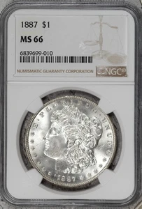 1887-P Morgan Dollar NGC MS66 Flashy Gem! #5DER - Picture 1 of 3