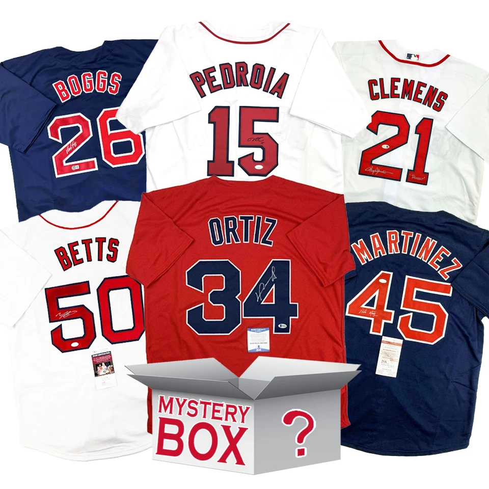 Autographed/Signed Boston Baseball Jersey Mystery Box PSA JSA or Beckett COA - Image 1 of 1