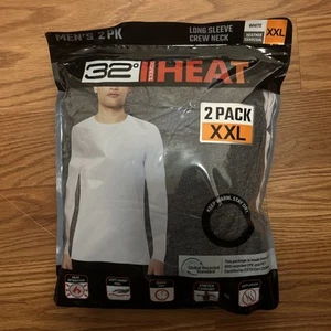 32 DEGREES Heat Men's Base Layer Long Sleeve Crew Neck Tee 2-Pack New Size XXL - Picture 1 of 5