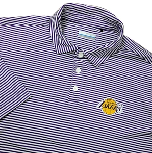 Columbia Golf Mens 2XL Purple White Striped Performance Los Angeles Lakers Polo - Picture 1 of 6