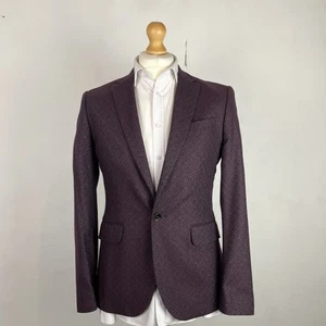 Ted Baker Dinner Blazer Jacket Men's Size 3 38R Burgundy Red Patterned Sport - Picture 1 of 15