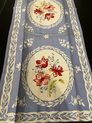 Vintage  Linen Kitchen, Tea Towel Printed Spring Flowers, Floral Design - Image 1 of 4