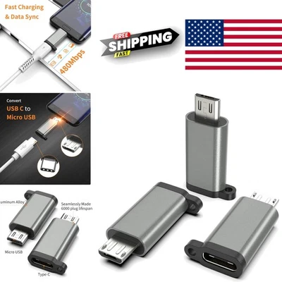Adaptador USB C para Micro USB pacote com 3 cinza metálico carga e conveniência de sincronização de dados - Imagem 1 de 4