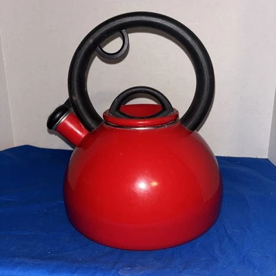 Raro y difícil de encontrar COPCO 2,5 cuartos de galón esmalte rojo en tetera de acero - ¡Bonito! Hallazgo inmobiliario Foto 1 de 4