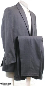 Russell Simmons 2 Piece Suit Charcoal Gray Checked 2 Btn 42R Pleated 34" Waist - Picture 1 of 10