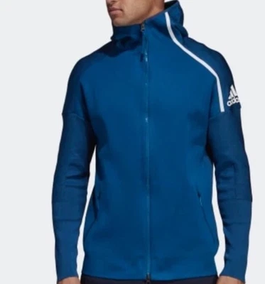 Adidas Men's ZNE Primeknit Hoodie Jacket SZ L DP5146 HD PK Zip $200 Blue - Image 1 of 4