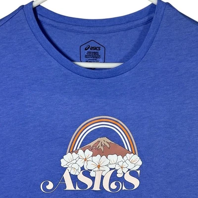 Camiseta sin mangas ASICS XXL azul atlética gráfica arco iris montaña aventura Foto 1 de 4