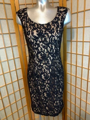 ADRIANNA PAPELL черный кружевной вечернее платье без рукавов * sz 8 - Изображение 1 из 4