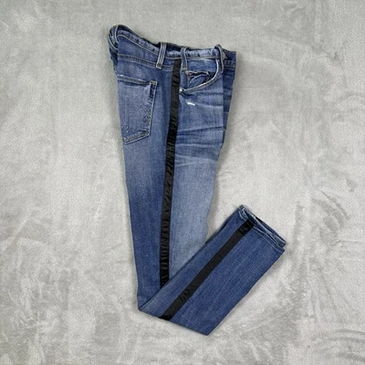 Pantalones de mezclilla McGuire satinados esmoquin a rayas para mujer 27 modernos elegantes ajustados ribete negro Foto 1 de 4