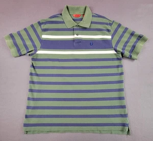 IZOD Men's Large Green/purple Striped Polo Short-sleeve 100% Cotton - Picture 1 of 10